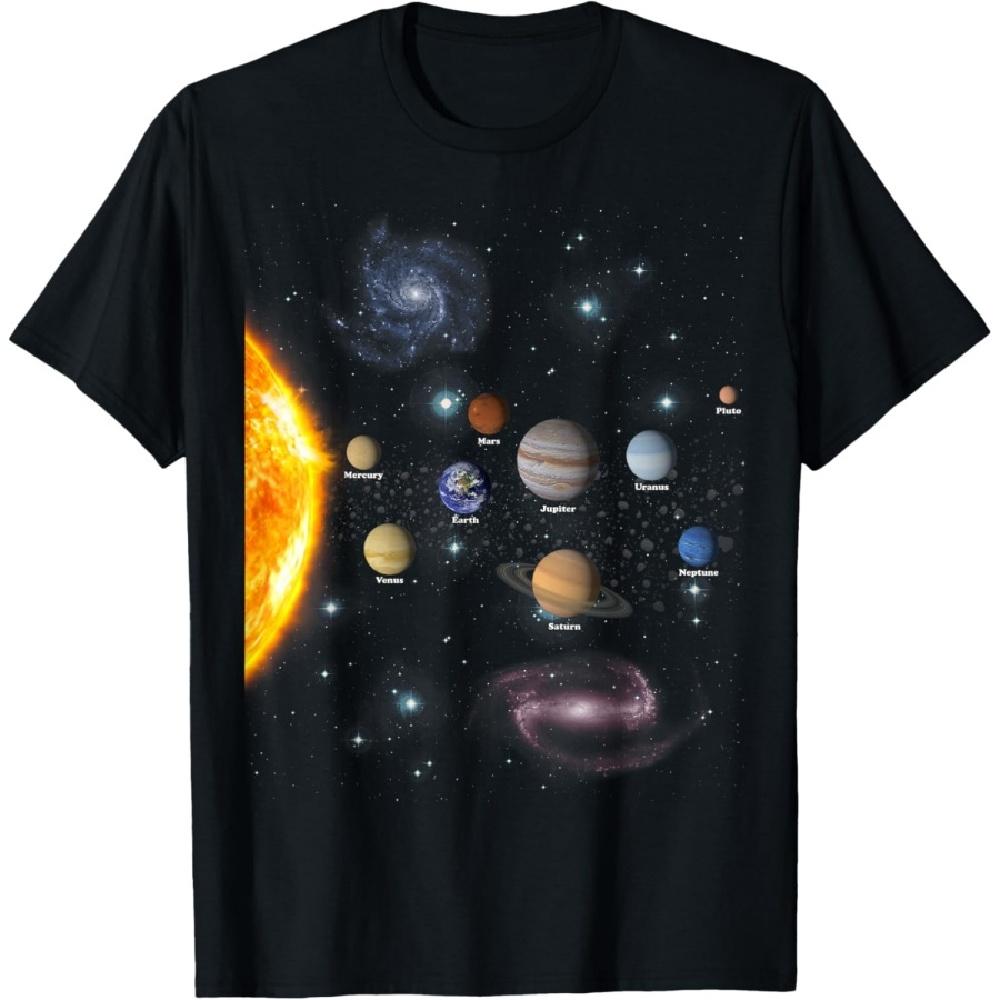 

Boys Girls STEM Kids Realistic Space Solar System T-Shirt S