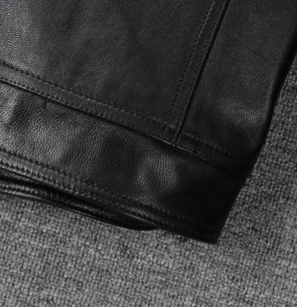 Jachetă din piele pentru bărbați Piele naturală de capră Moale Croială slim Stil casual Îmbrăcăminte bărbați Primăvară Toamnă
