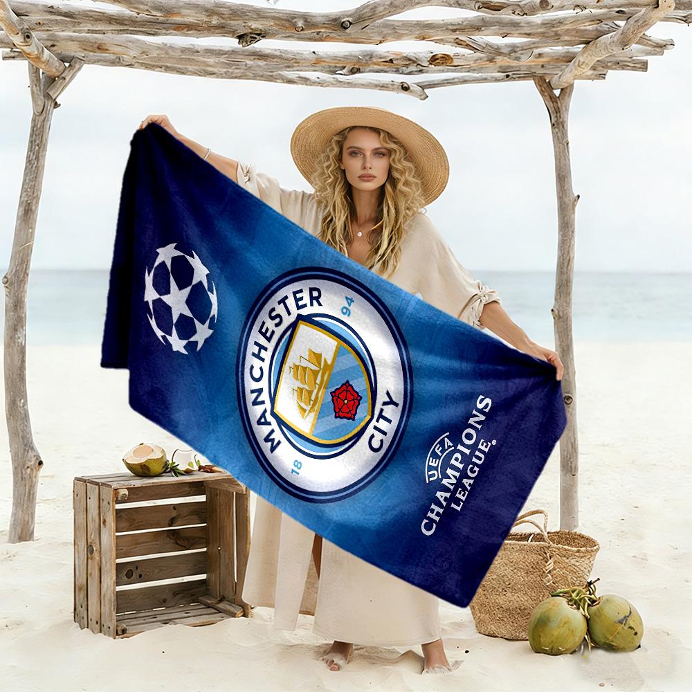 Telo Mare Manchester City Fc Super Morbido Microfibra Tessuto Asciugatura Rapida Confortevole Leggero Adatto per Nuoto, Palestra, Campeggio, Yoga Vacanza