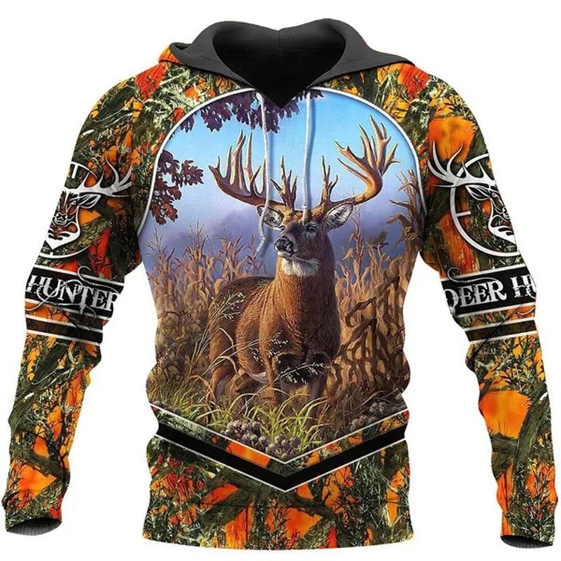 Fashion Deer Hunting Camo Hoodie Cool Slim Jacket Costume Coat 3d Sweatshirts Animal Men Women Casual Christmas Hoodie Tops