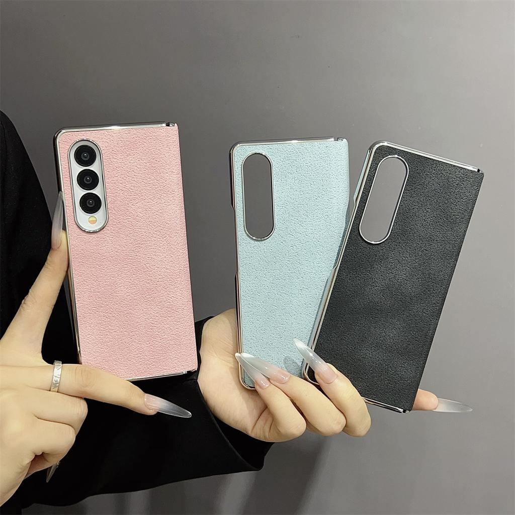 Retro Matte Leather Magnetic with Hinge Plating Phone Case for Samsung Galaxy Z Fold 7 6 5 4 for Magsafe Wireless Charging Cover