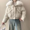 New lamb wool big fur collar women's short high-end celebrity style temperament small winter cotton-padded coat batch