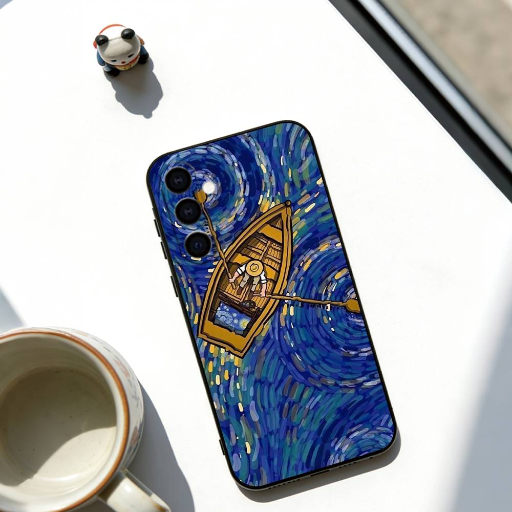 

Van Gogh Cartoon Art Phone Case Black Silicone Soft For Samsung Galaxy A73,A72,A71,A70,A53,A52,A51 Samsung a72