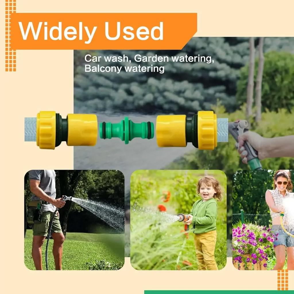 50/5x Double Plug Hose Connector Extender Repair Two Sections of Water Pipes for Car Washing Garden Pipe Connecting Fast Release