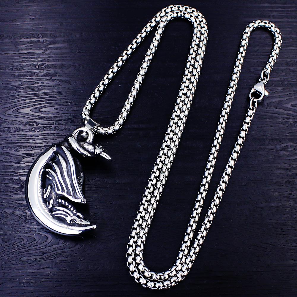 Necklace Retro Flying Dragon Moon Men's Fashion Pendant