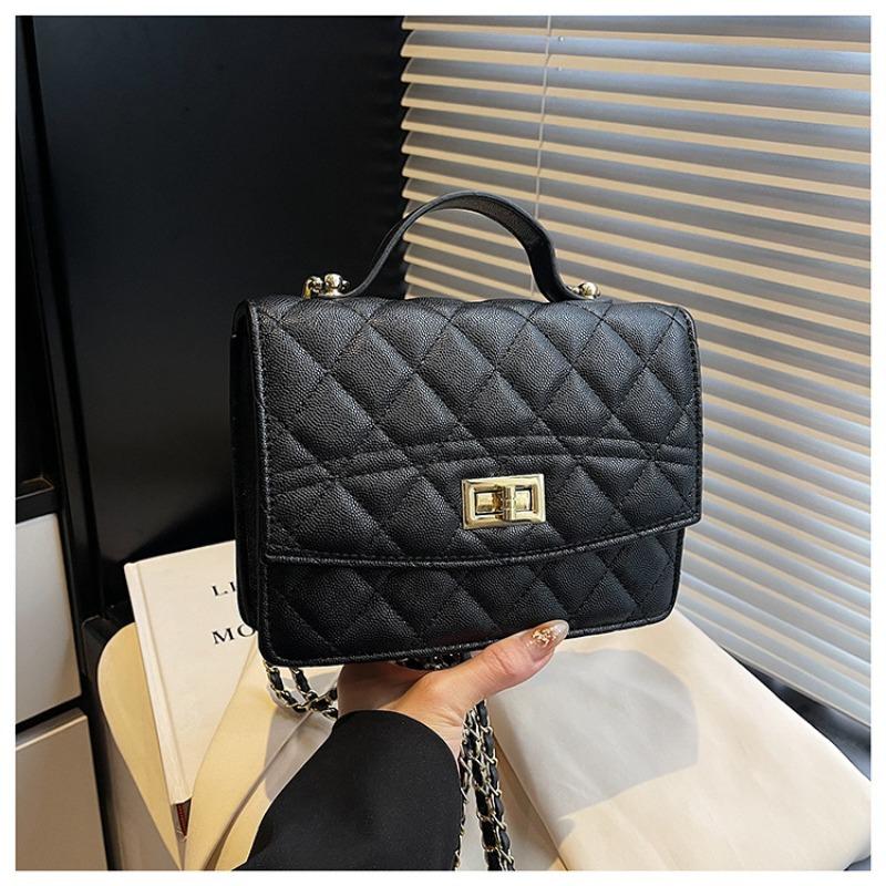 

Новая Мода Цепочка Сумка Замок Сумка Женская Сумка Через Плечо Двойной Плечевой Маленькая Квадратная Сумка Женская чёрный