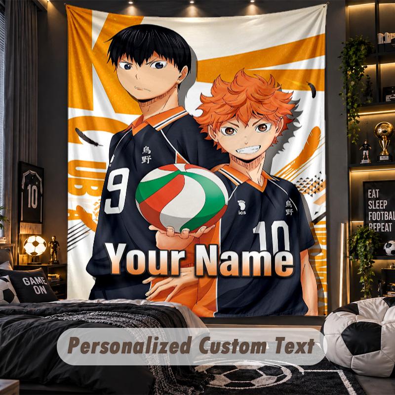 Personalized Wall Tapestry,Haikyuu Custom Printed Name, Fabric Wall Art For Indoor Room Backdrop