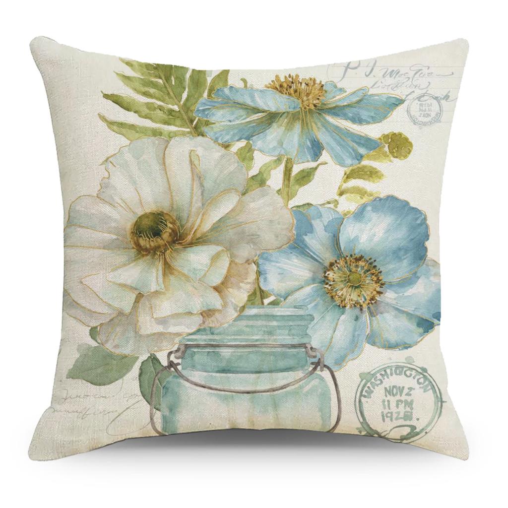 Art Floral Cotton and Linen Pillow Case Car Pillow Sofa Cushion