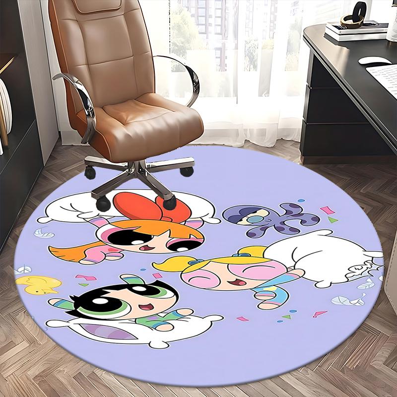 Powerpuff Girls Chair Mat Round Carpet - Home Decor, Office Rug