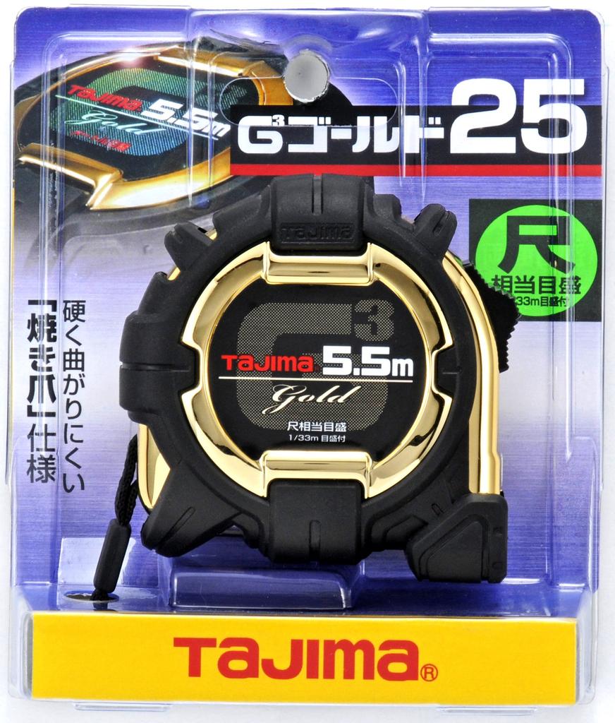 Tajima G3 Gold Lock 25mm Convex x 25mm with Scale to a 5.5m (equivalent shaku) G3GL25-55SBL