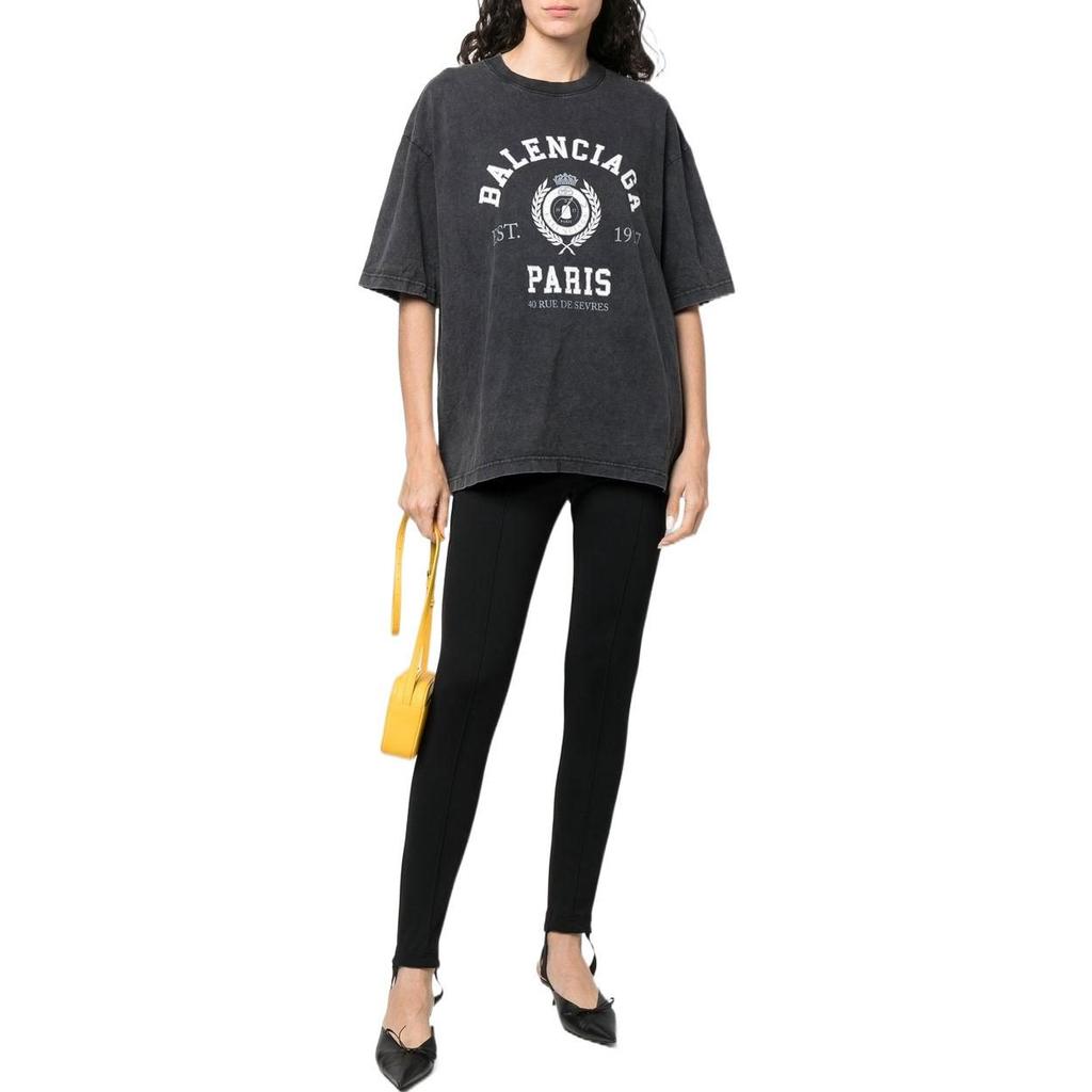 Balenciaga T Shirts Unisex Gray Crew Neck Moderate 612966TMV981000