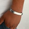 Stainless Steel Black Pattern Splicing Bracelet With Smooth Surface Men's Trendy Accessories Simple Color Blocking Design Niche Personality Versatile