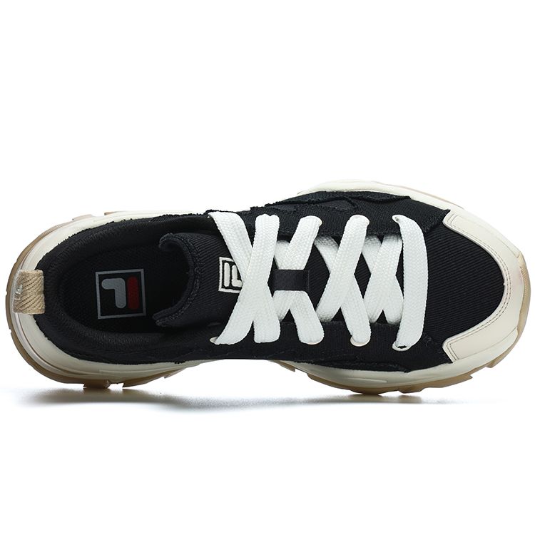 Fila Sofia Canvas Fishbone Shoes Thick Sole Wear-Resistant Height Increasing Low-Top Canvas Shoes Women Sneaker Black White F12W321304FBV