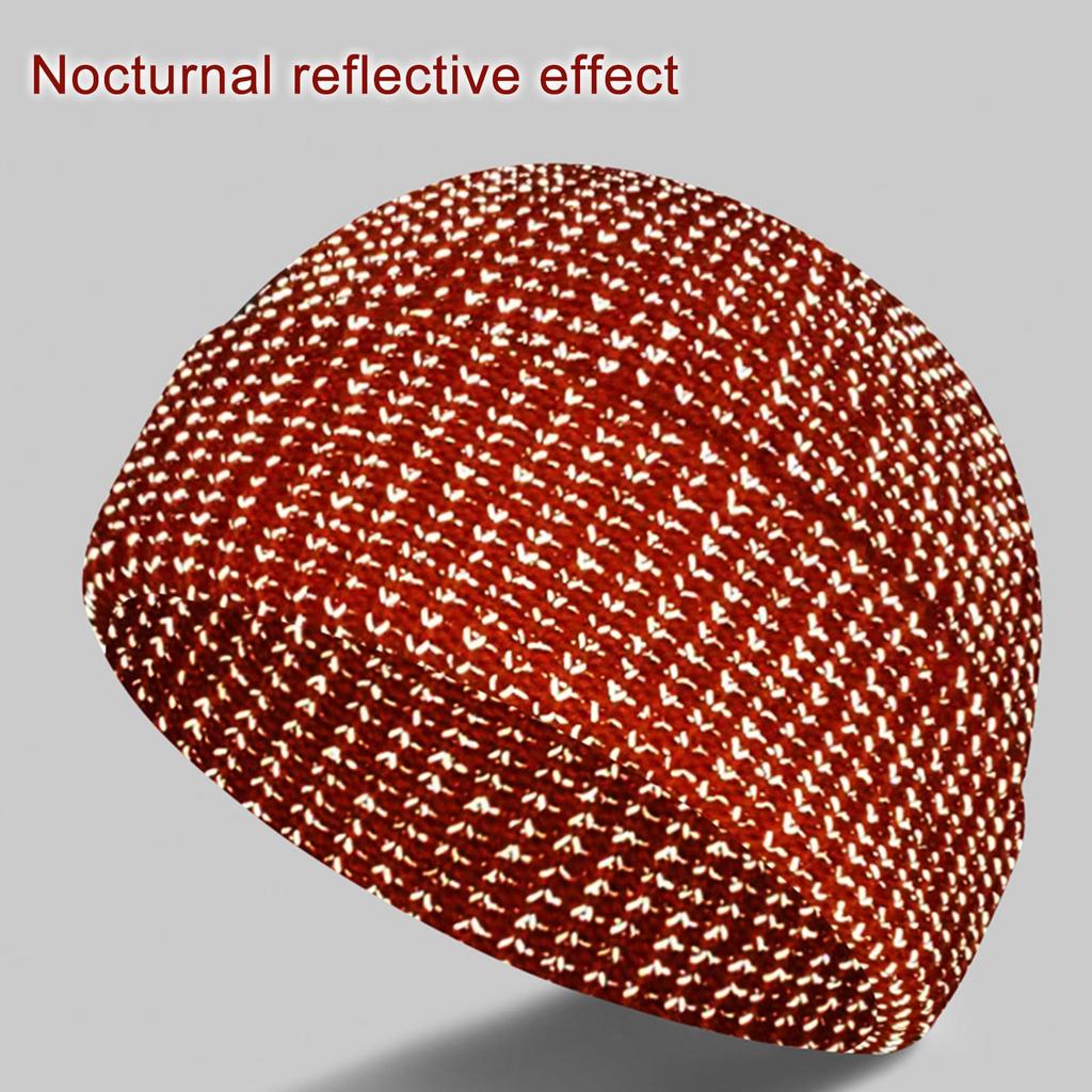 Reflective Beanie Hat Fishing Night Running Hats Outdoor Windproof Knitted Hat for Outdoor Sports and Hiking