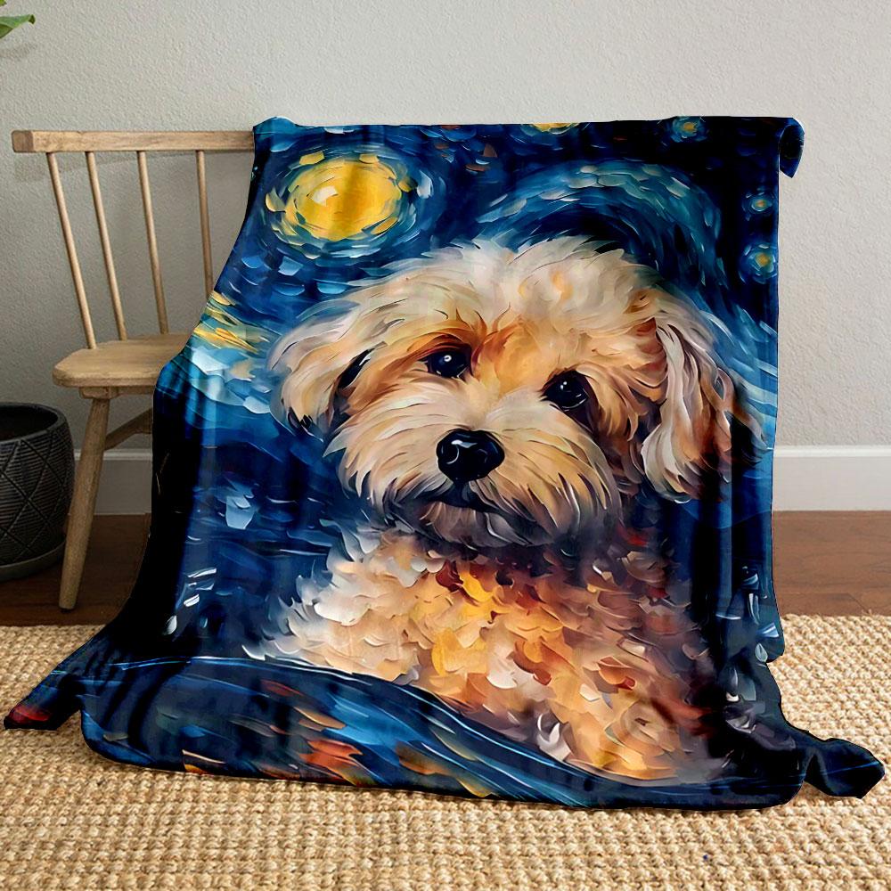 

Fluffy Puppy Starry Night Blanket bedroom Blanket for Livingroom Couch lunch break Soft throw for Friend s festival Gift 80cm x 120cm