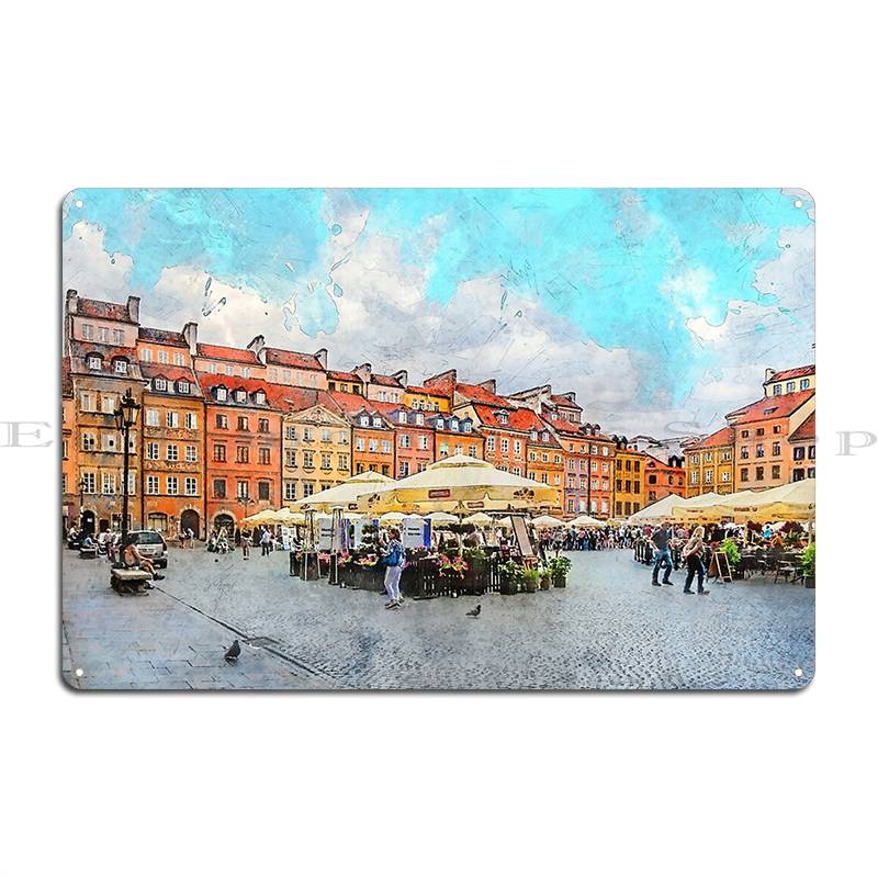 Warsaw City Warsaw Warszawa Warsaw Old Town Metal Sign Club Wall Decor Pub Garage Character Tin Sign Poster 20x30cm(7.8x11.8inch)