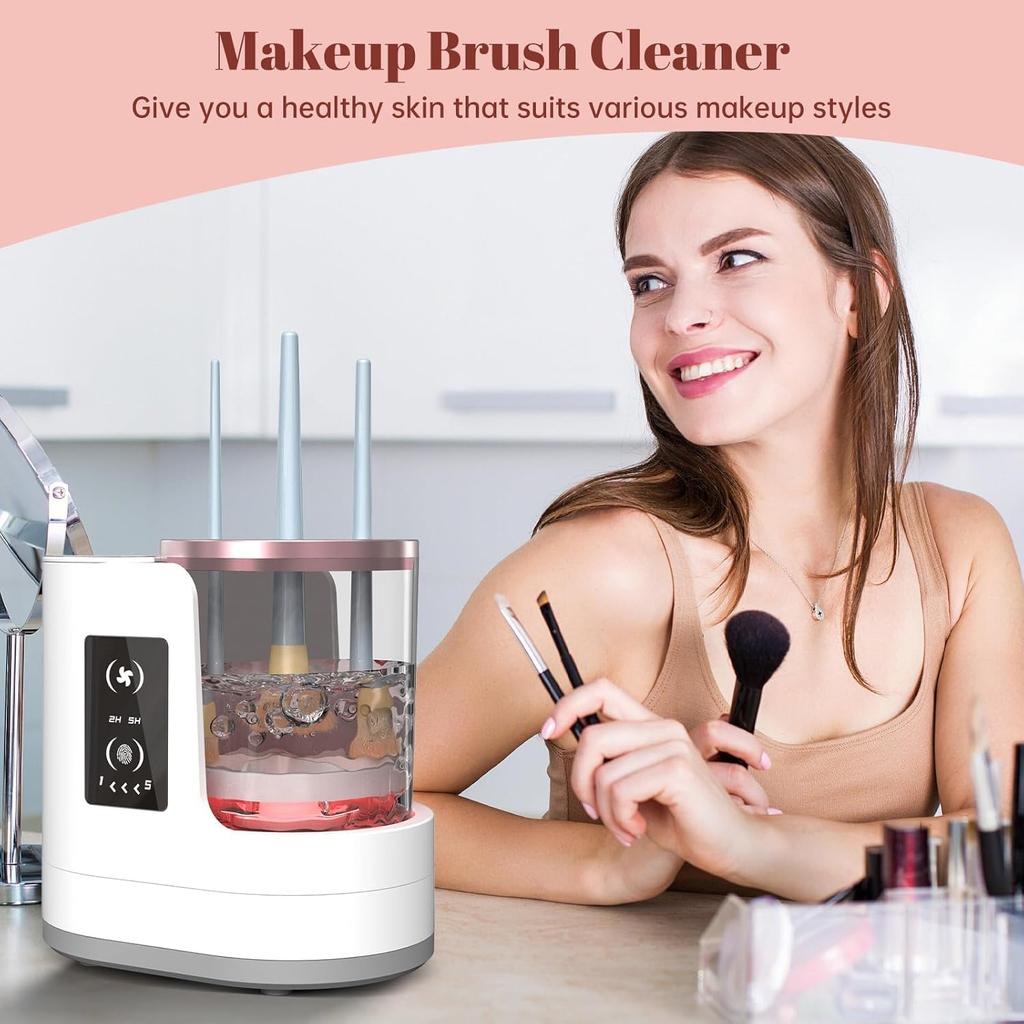3 IN 1 Electric Makeup Brush Cleaner Machine With Makeup Brush Dryer-Holder-Portable Automatic USB Cosmetic Brushes Cleaner Tool for All Size Beauty