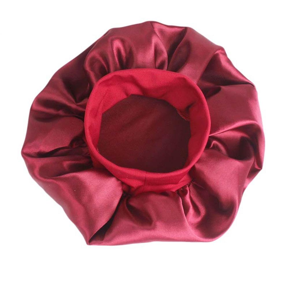 New Women's Satin Solid Wide-brimmed Sleeping Hat Unisex Head Wrap Elastic Band Cap Hair Care Bonnet Night Hat Bonnet De Nuit