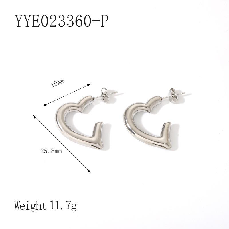

18K Gold Plated Stainless Steel Heart Earrings - Light Luxury Ins Style, Simple & Versatile Titanium Steel Design.