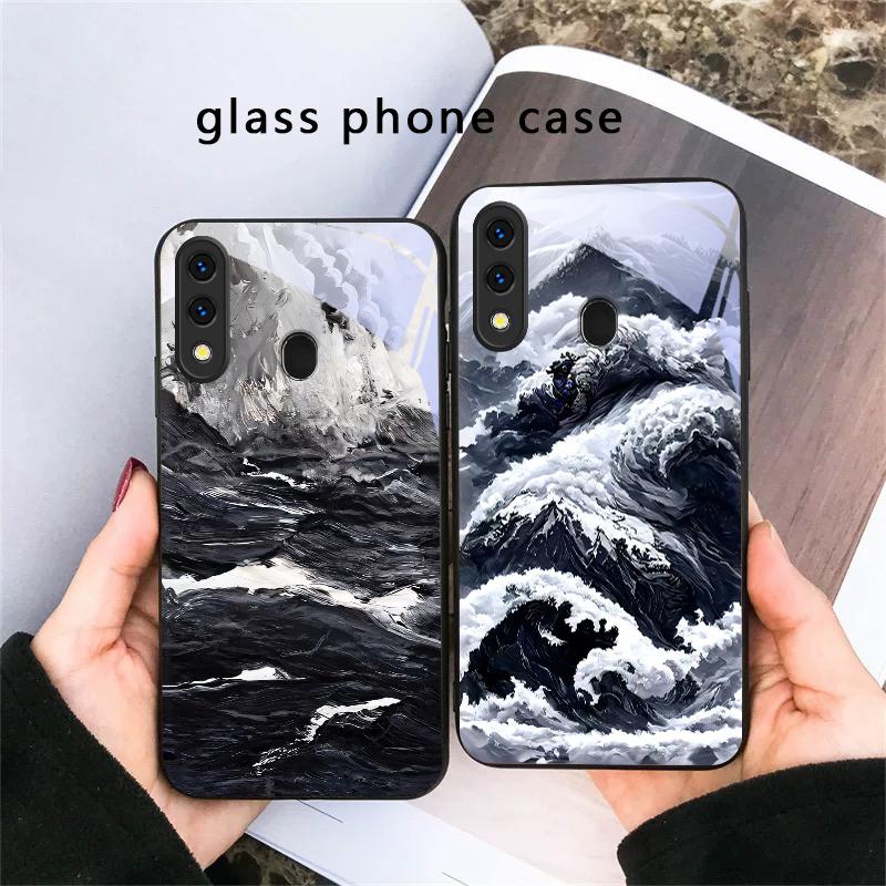 Abstrakte Moderne Wellen Für Samsung Galaxy A30 A31 A32 A33 A34 A35 A42 A30s A20 A25 A26 A51 A56 A54 A72 A73 A70 Glas Handyhülle