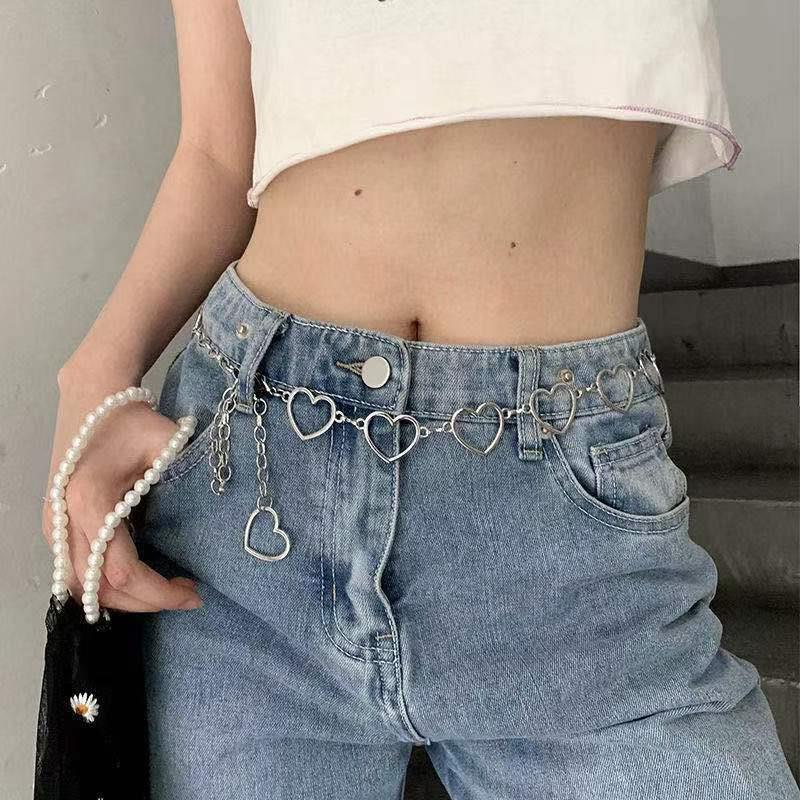

Металлическая поясная цепочка в форме сердца JK для женщин, Модная и универсальная декорация для платья, Персонализированный ремешок-цепочка для юбки в стиле Харадзюку 105cm