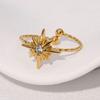 Women Finger Ring Eight-Pointed Star Adjustable Fit Open Ring Stainless Steel Texture Stacking Ring Jewelry Gift