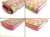 Authentische GUCCI GG-beschichtetes Canvas Rosa Leder Horsebit Rundreißverschluss Geldbörse #b301 Geöffnete Schachtel