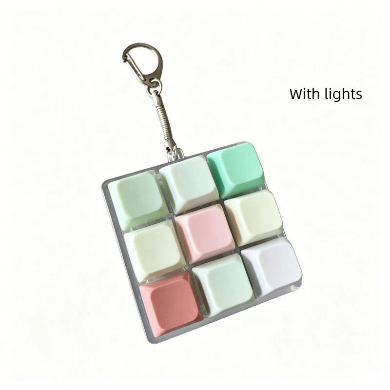 Cute Pastel Keyboard Fidget Toy Keychain With Clickable Buttons For Daily Stress Relief