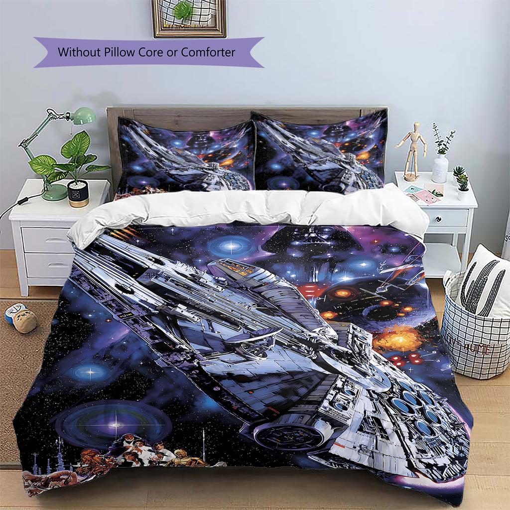 Set cu cuvertură și fețe de pernă cu model Space Opera Decorațiune pentru casă Cadou (1 * husă de pilotă + 2 * fețe de pernă, fără miez)