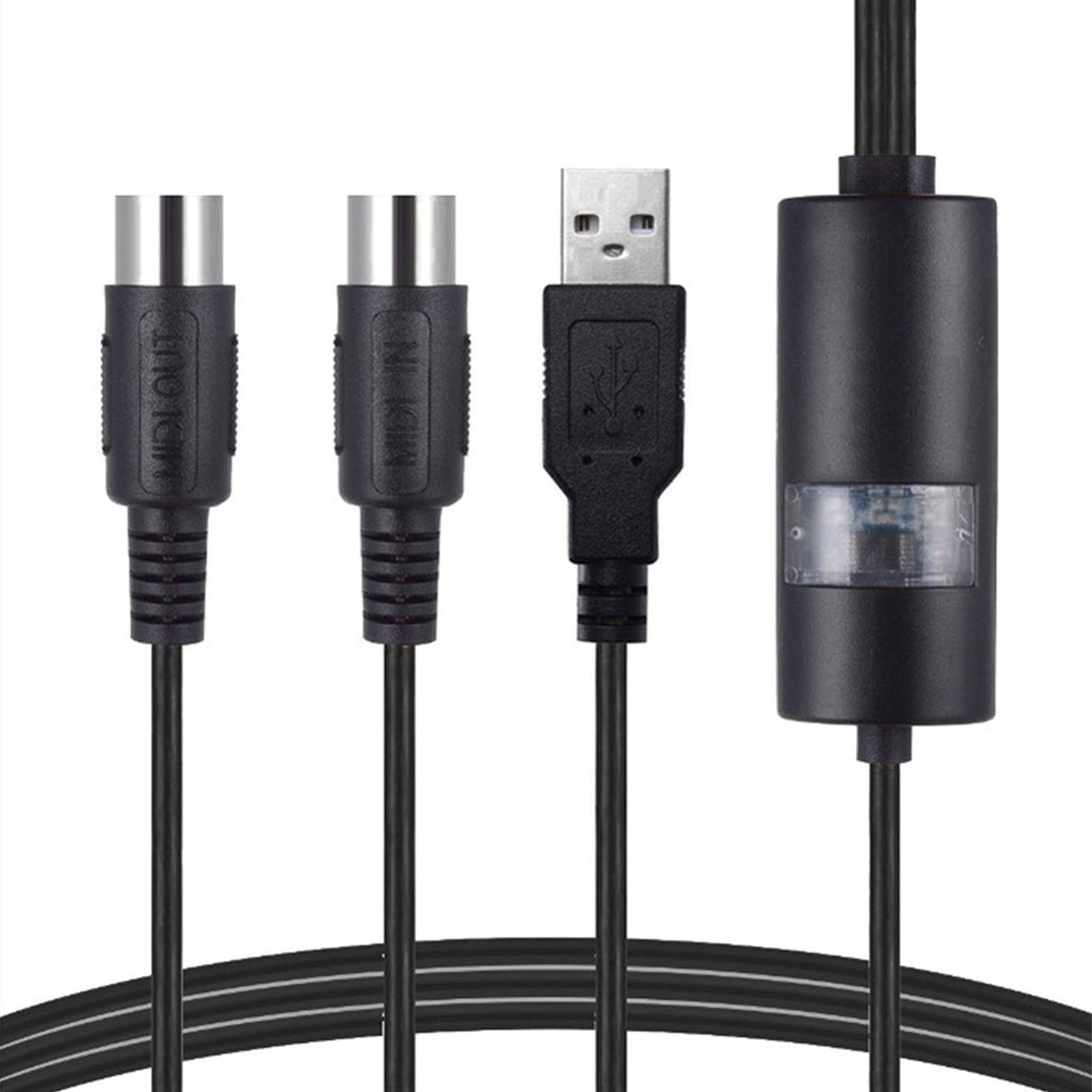 USB MIDI Кабель MIDI на USB Вход-Выход Адаптер Подключение Пианино Клавиатуры к Ноутбуку 1 чёрный