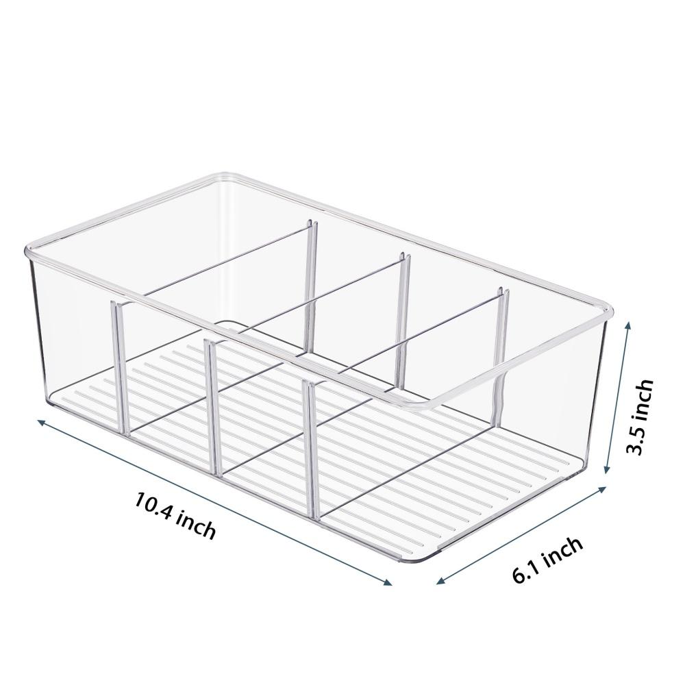 Multifunctional Four-Compartment Desktop Organizer Box Transparent Removable Food Tea Bag Cosmetics Sorting Desktop Storage Box