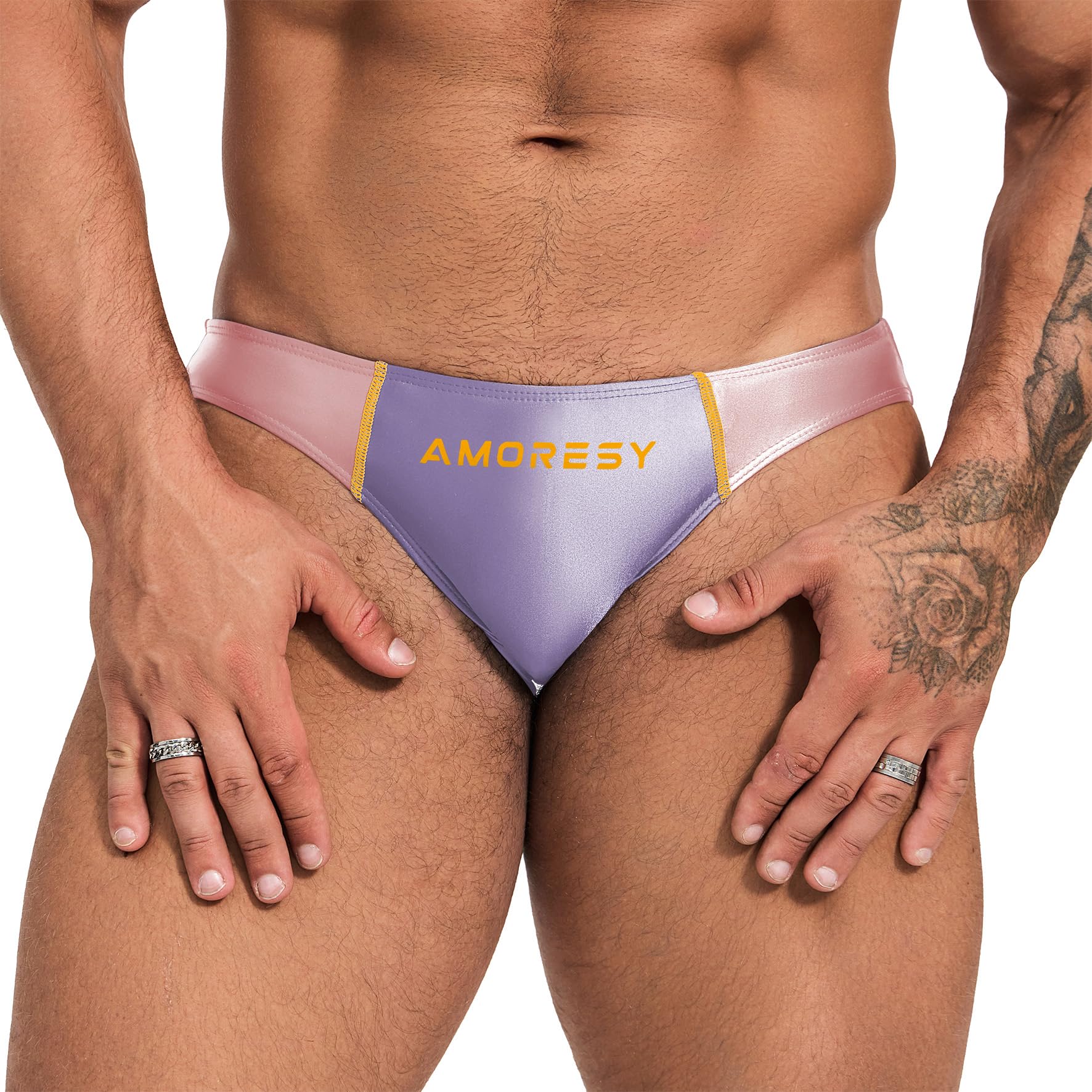 

Коллекция Oceanus Слипы для плавания из спандекса с цветными блоками ультра низкой посадки [AMORESY] (М, Розовый) розовый