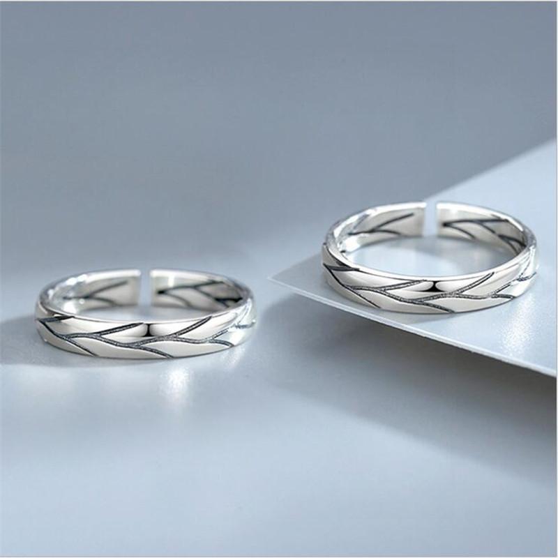 New Arrival Exquisite Thai Silver Crack 925 Sterling Silver Plated Jewelry Simple Tree Pattern Personality Opening Rings TYB438