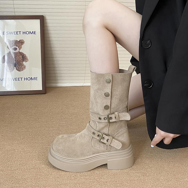 Fashion Hot Selling Thick Soled Height Increasing Boots Women's Shoes 2025 New Fashion Autumn and Winter Versatile Slimming Short Boots
