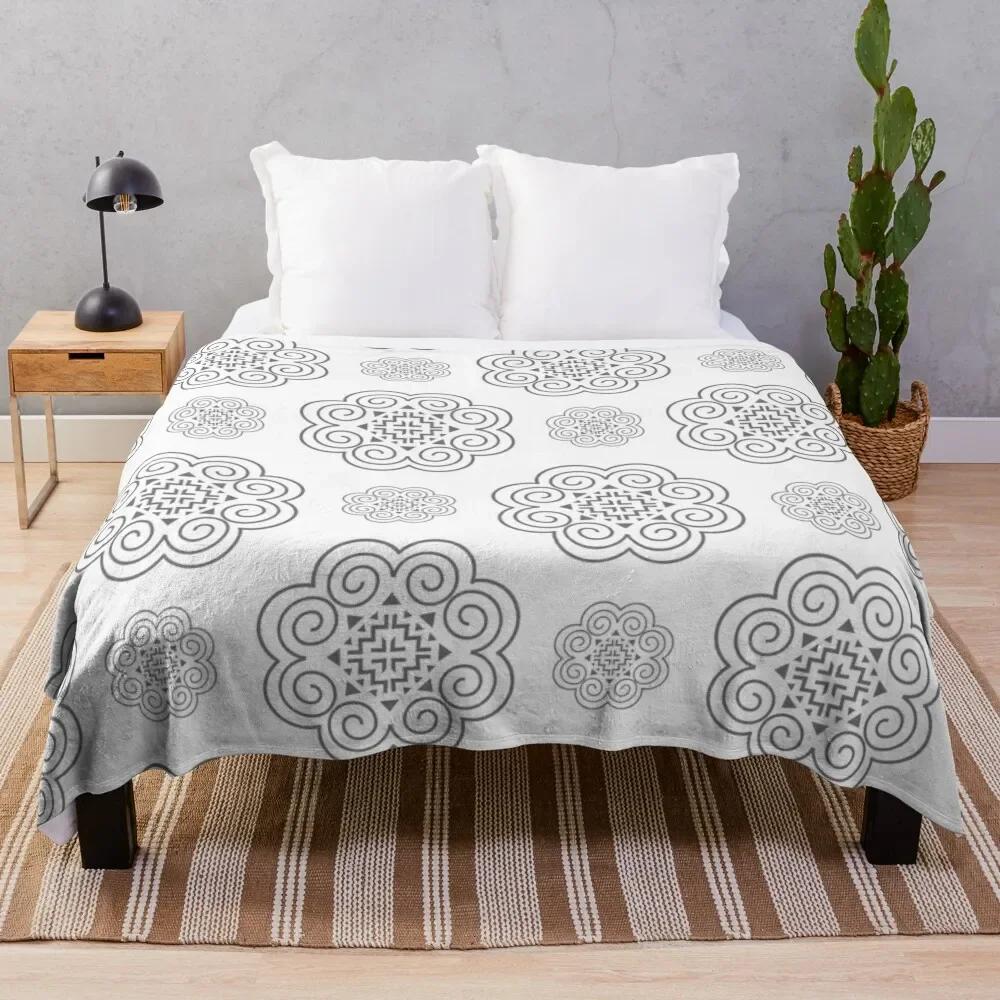 Hmong Symbol Design Throw Blanket Tourist Baby Cute Plaid Luxury Blankets Size: 75*100cm, Weight: 230 GSM