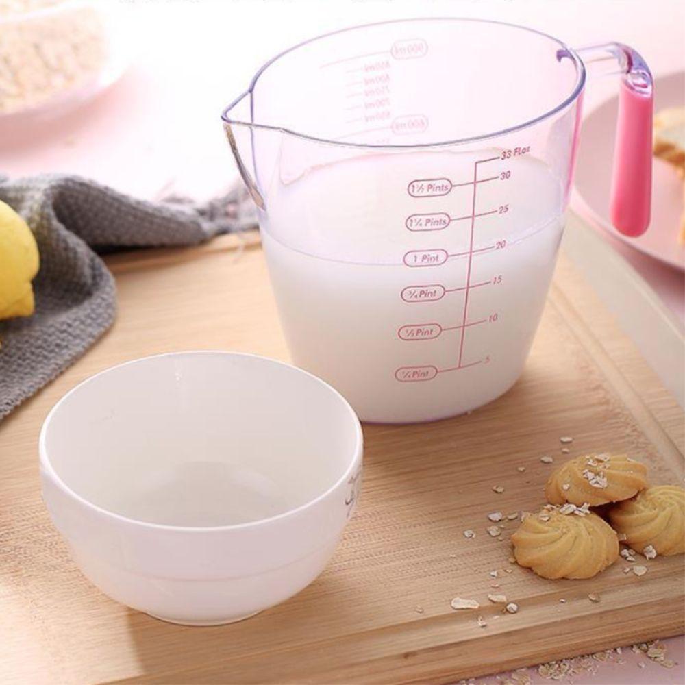 3pcs/set Stackable Plastic Measuring Cups Set Clear Non-slip Handle Baking Measuring Cup V-shaped Flow Guide with Scales