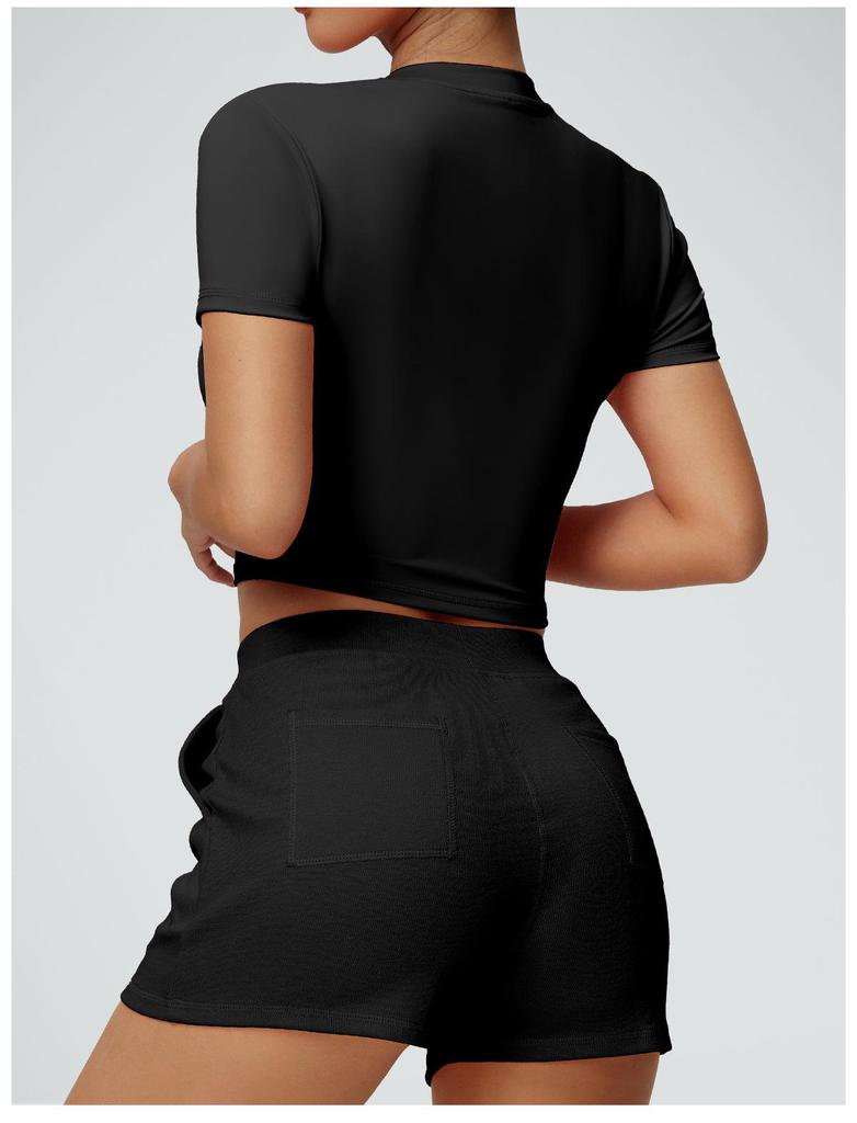 Cross-Border Slimming Nude Short-Sleeve Yoga & Sports T-Shirt