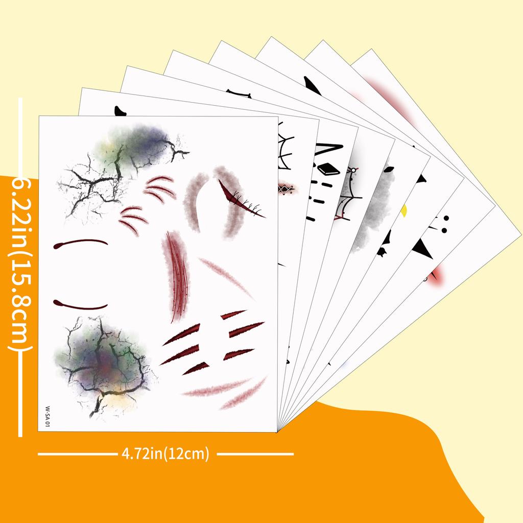 Halloween Makeup Face Stickers Horror Mouth Scar Ghost Festival Masquerade Party Holiday Party Tattoo Stickers