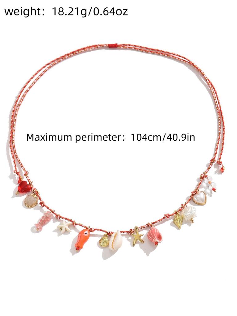 Bohemian Style Waist Chain Sea Star Imitation Pearl Shell Waist Belts Trendy Y2k Summer Beach Sexy Body Chains for Women Girls
