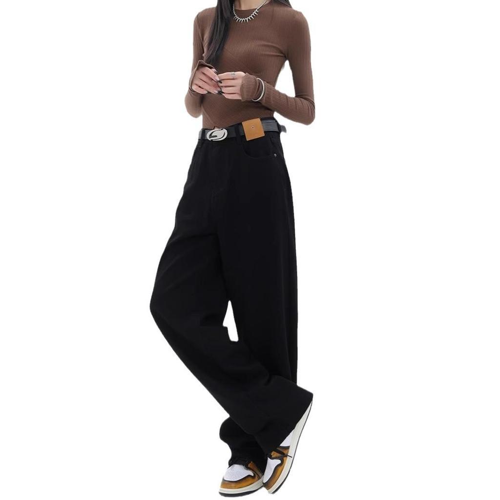 American Black Plus Size High Waist Wide Leg Jeans for Women