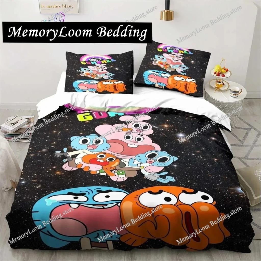 3D-gedrucktes Anime Amazing World Gumball Bettwäscheset Bettbezug Schlafzimmer Decke Einzel-Doppel-King-Size-Steppdecke Heimtextilien