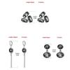 New Fashionable Gray Crystal Charm Earrings Y2K Ellipse Geometric Earring Line Triangle Geometric Symmetry Ear Jewelry