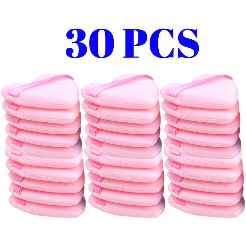60pcs Soft Heart-Shaped Sponge Dry Powder Puff Double-sided Crystal Velvet Blush Loose Powder Cosmetic Puff Setting Makeup Tools