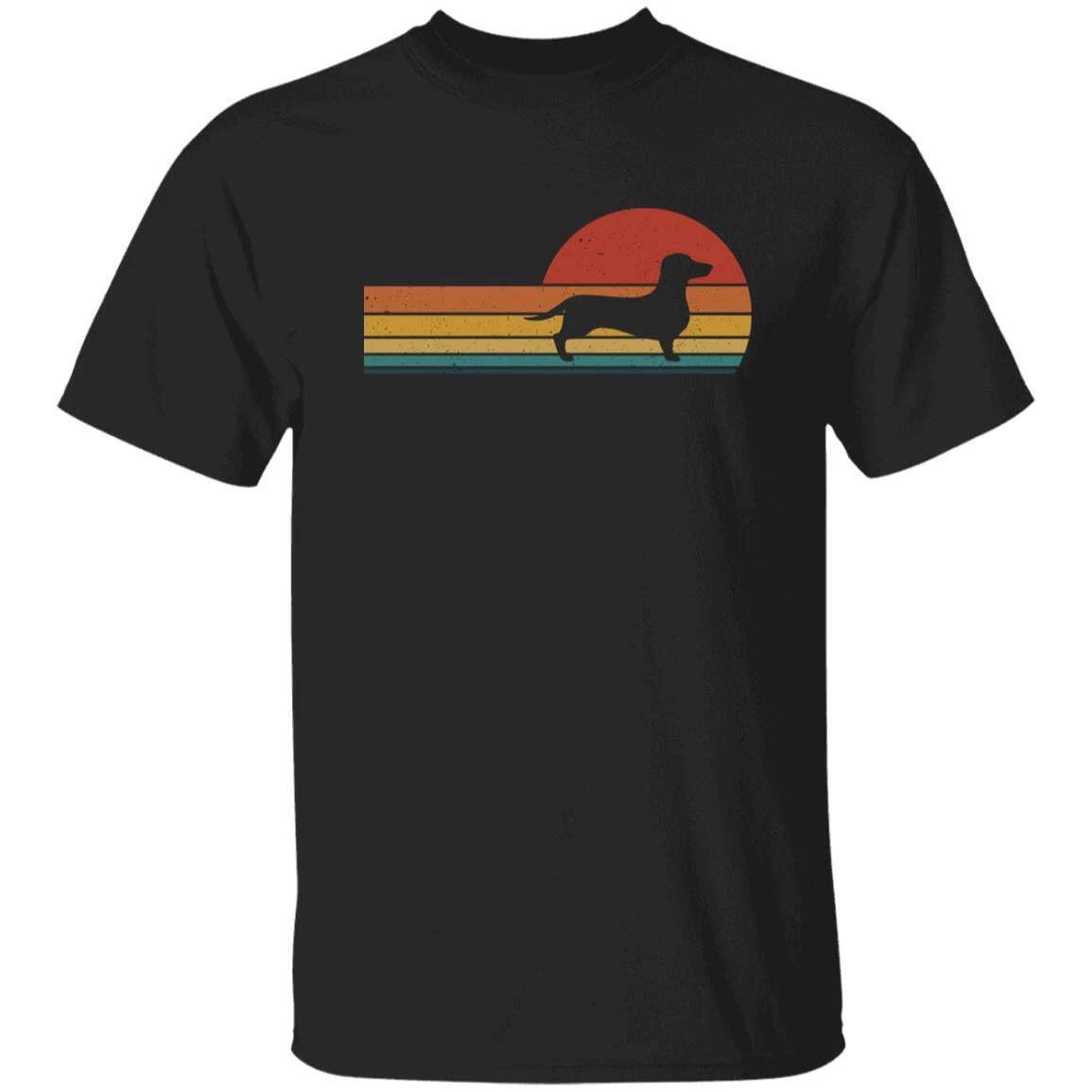 Retro Dachshund Unisex T-shirt gift dachshund dog dad black dark heather S