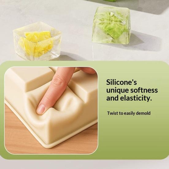 Square Silicone Ice Cube Tray with Lid  6-Cavity Easy Release Ice Cube Mold Stackable BPA-free Ice Cube Maker Dishwasher Safe Home Bar Essential