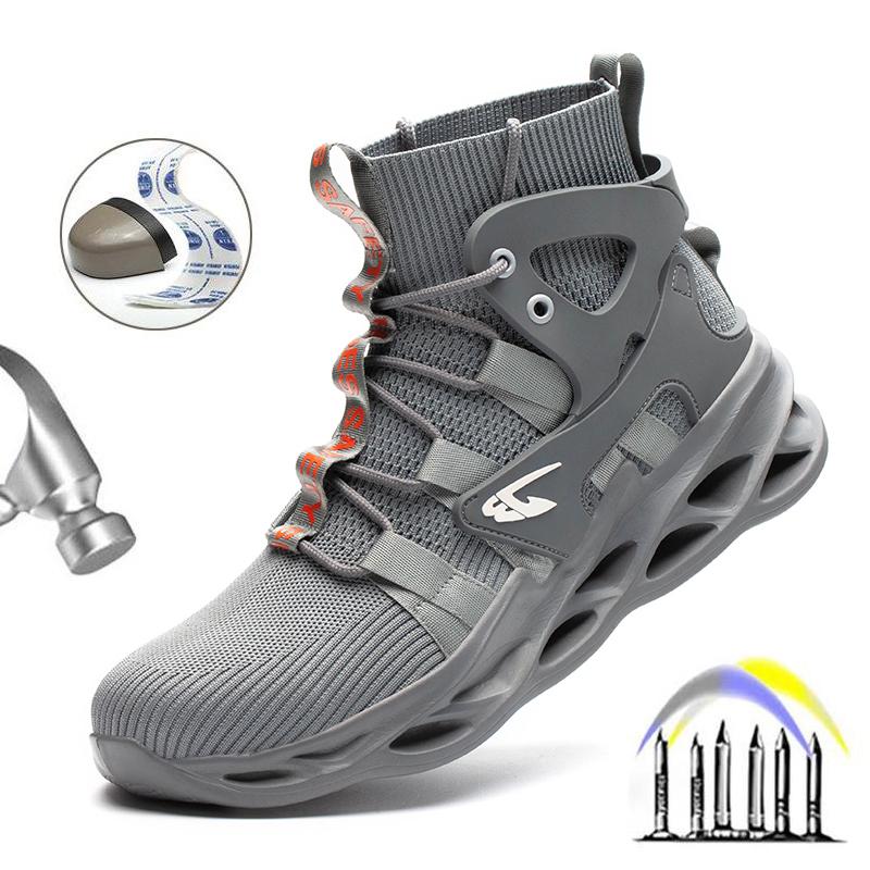 

Мужские рабочие ботинки, неразрушимая защитная обувь, мужская обувь со стальным носком, устойчивые к проколам рабочие кроссовки, мужская обувь, рабочая обувь для взрослых 48 серый