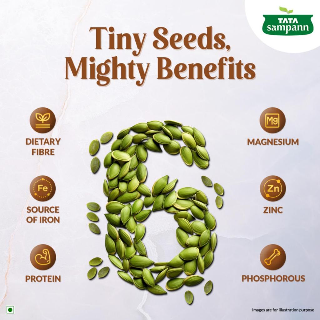 TATA Sampann Pumpkin Seeds 200g Pack Rich In Protein Fibre Magnesium Phosphorus Raw Unroasted