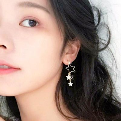 Simple Temperament Hollow Star Asymmetric Alloy Earrings Female Jewelry Gift KTJ