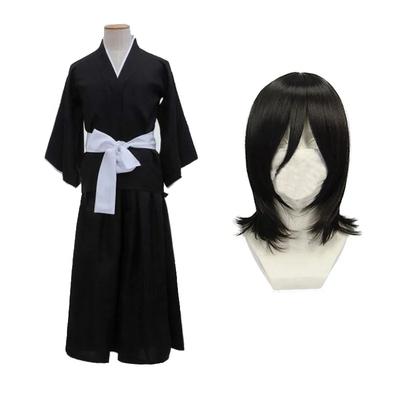 Anime BLEACH Cos Costume Kuchiki Rukia Shinigami Costume Cosplay Ensemble Perruque Halloween pour Femme Homme Vêtements