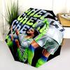 Rayan Cherki pattern, automatic folding umbrella, portable and foldable design, 8 ribs, a Christmas or birthday gift.